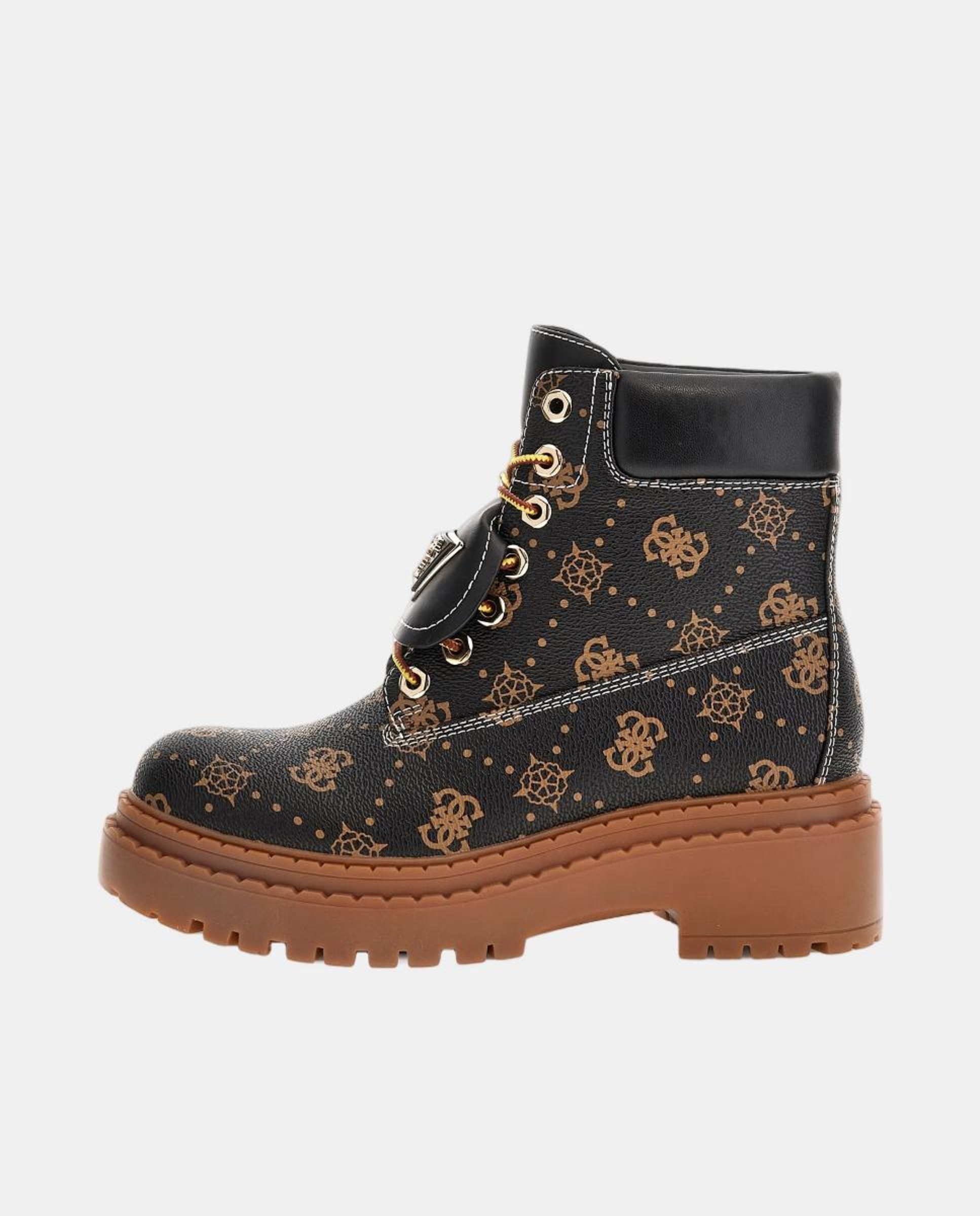 Botas Leavey com Salto Raso e Atacadores Preto-5