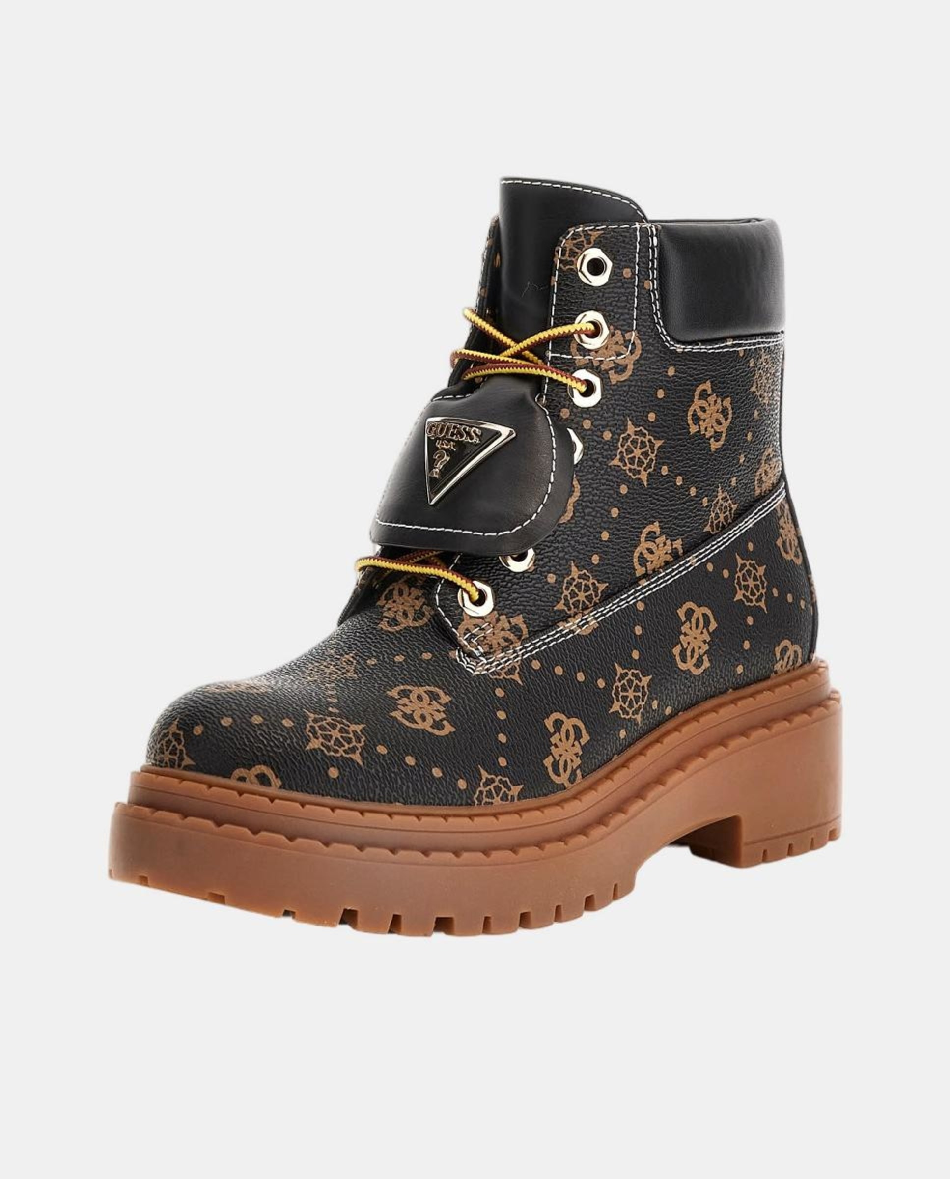 Botas Leavey com Salto Raso e Atacadores Preto-4