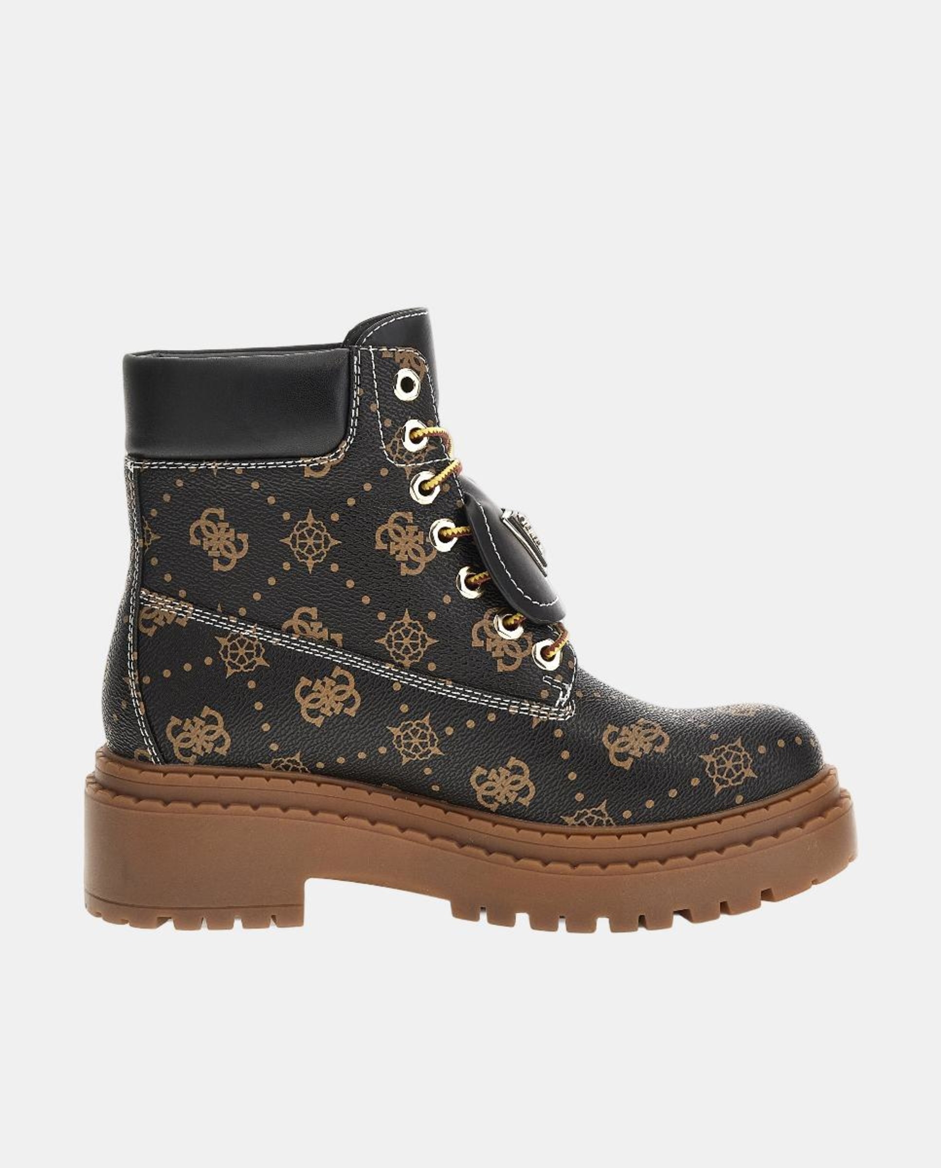 Botas Leavey com Salto Raso e Atacadores Preto-1