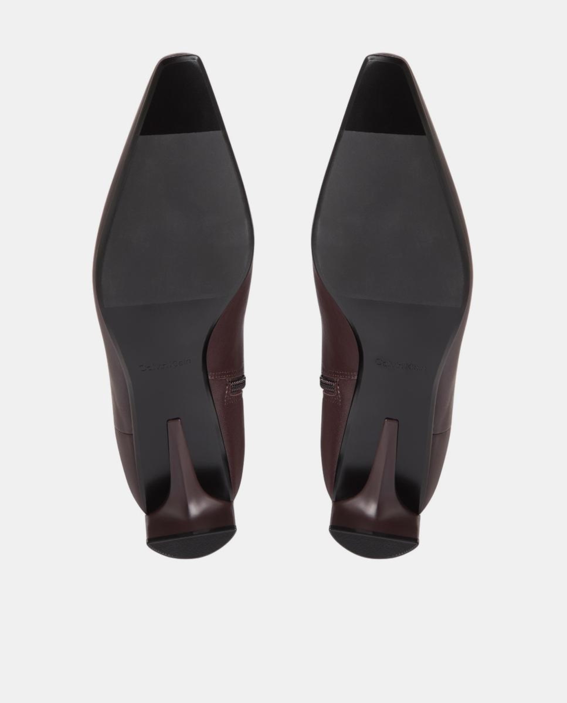 Botins em Pele com Salto Baixo Vermelho/Grená-5