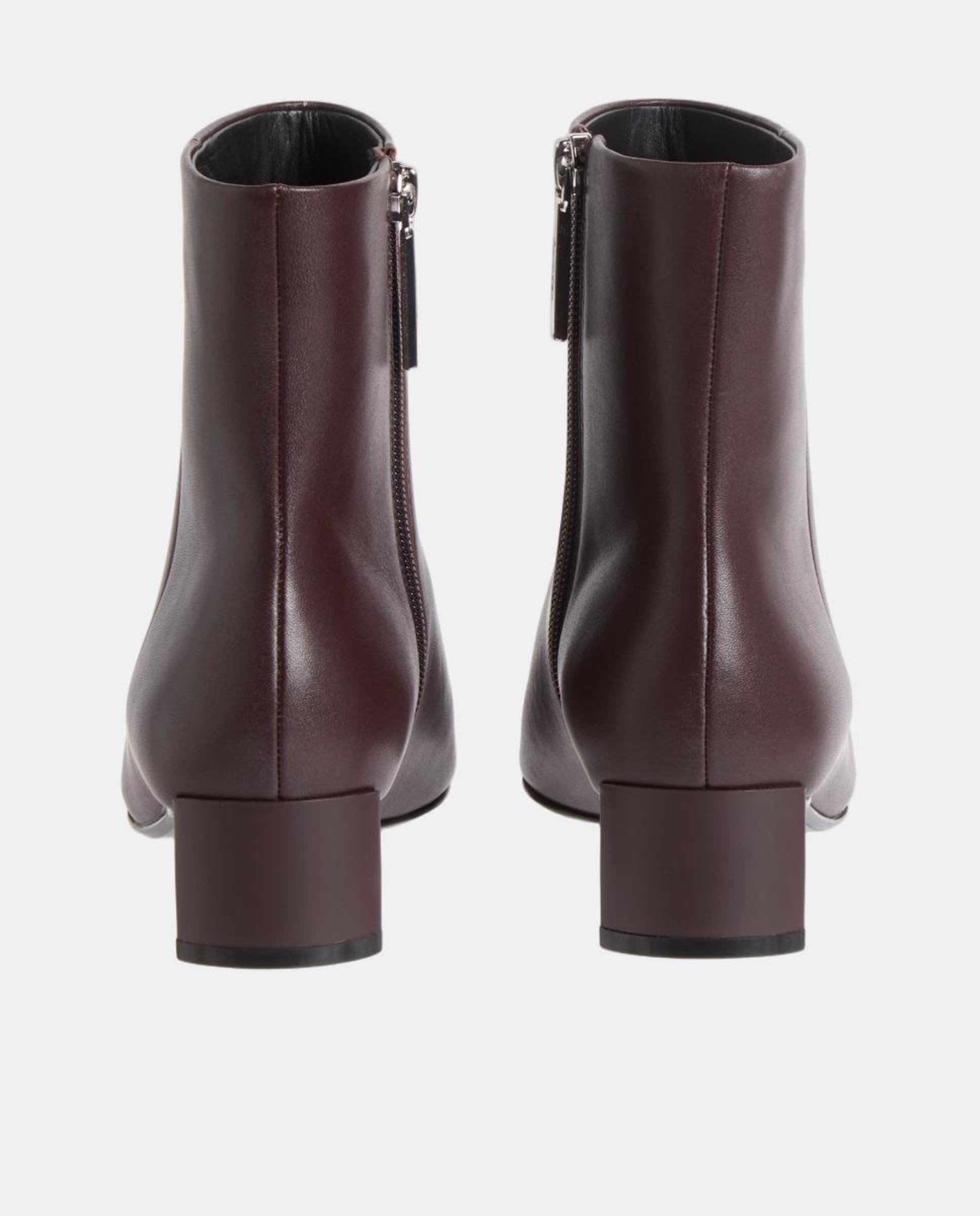 Botins em Pele com Salto Baixo Vermelho/Grená-3