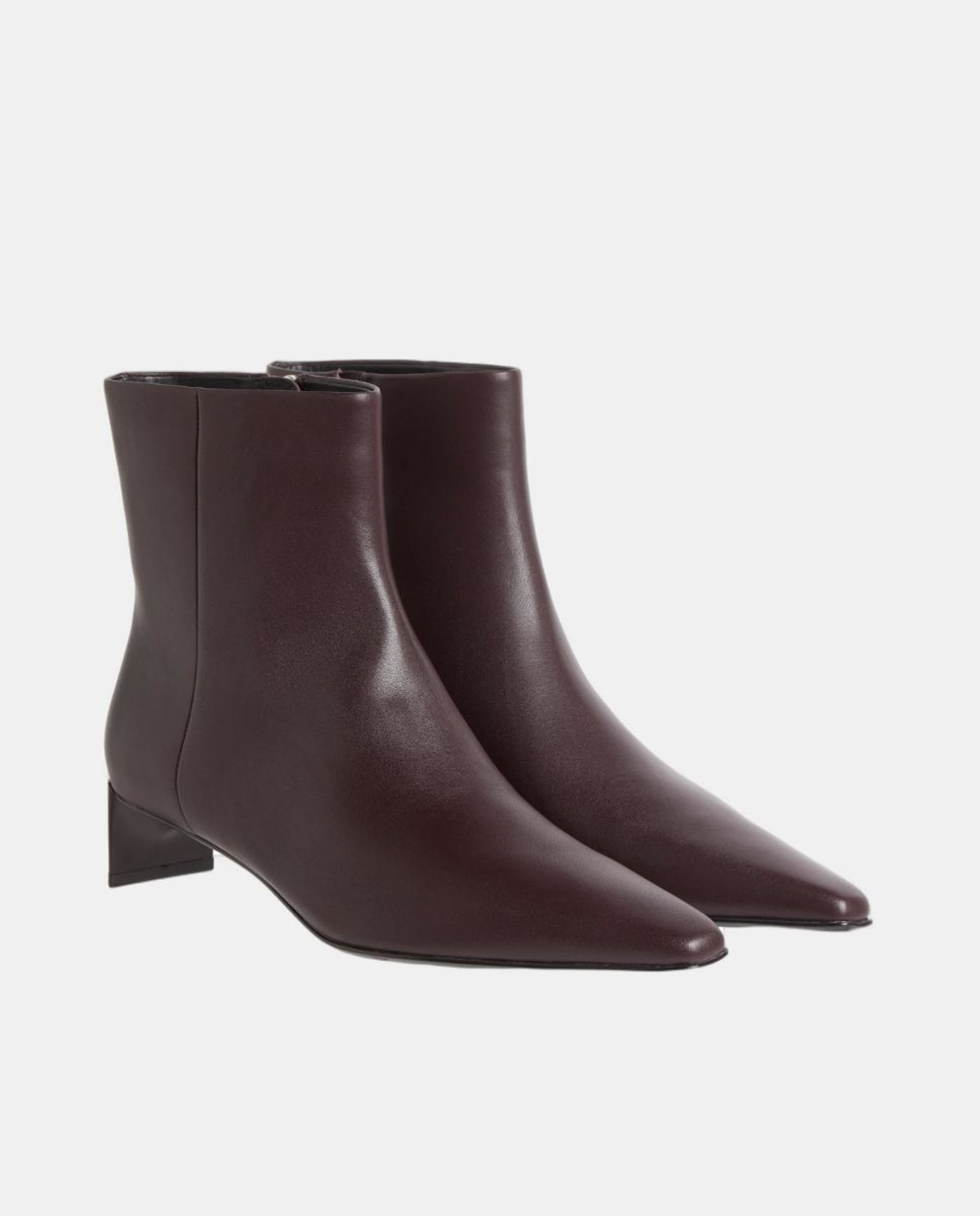 Botins em Pele com Salto Baixo Vermelho/Grená-2