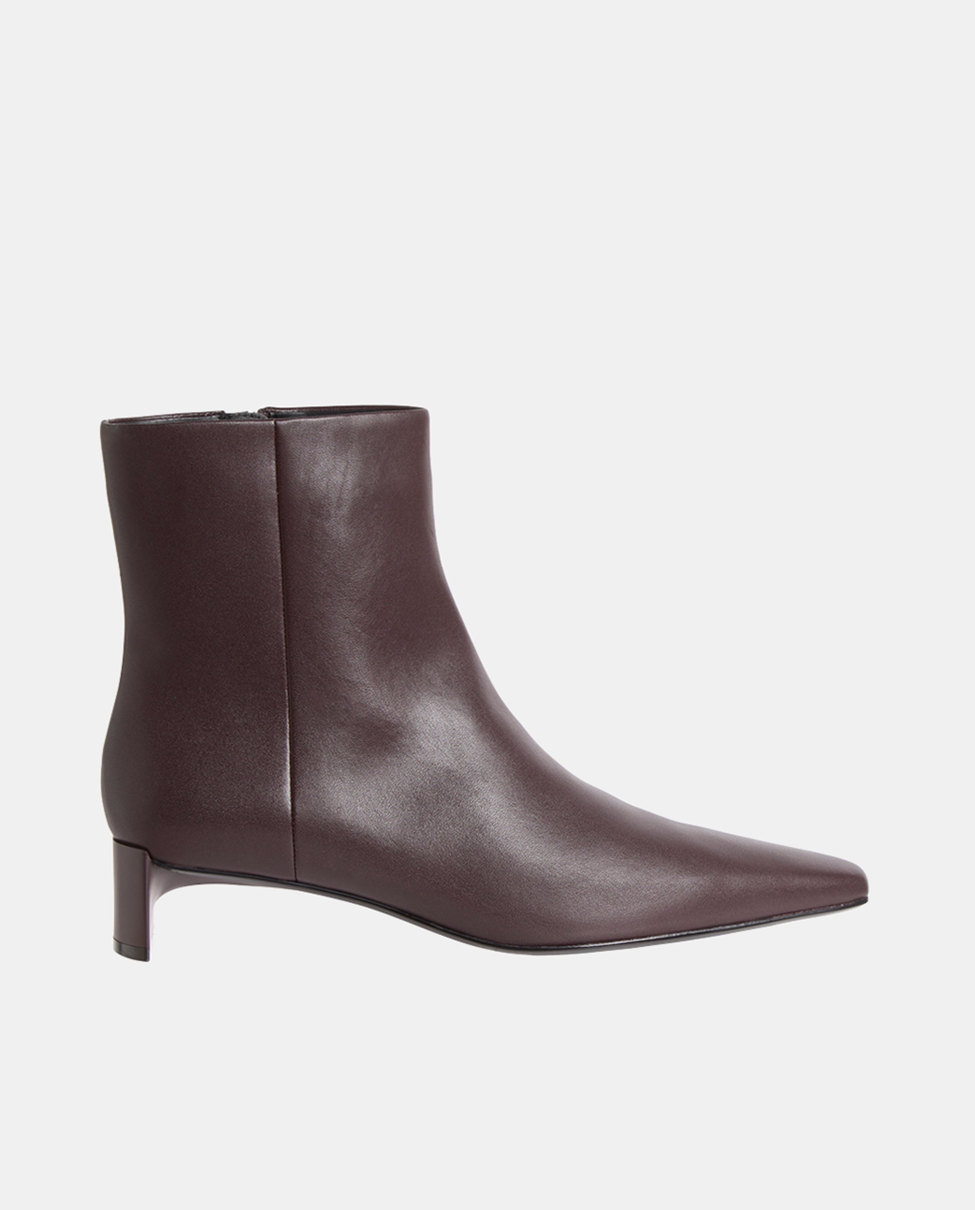 Botins em Pele com Salto Baixo Vermelho/Grená-1