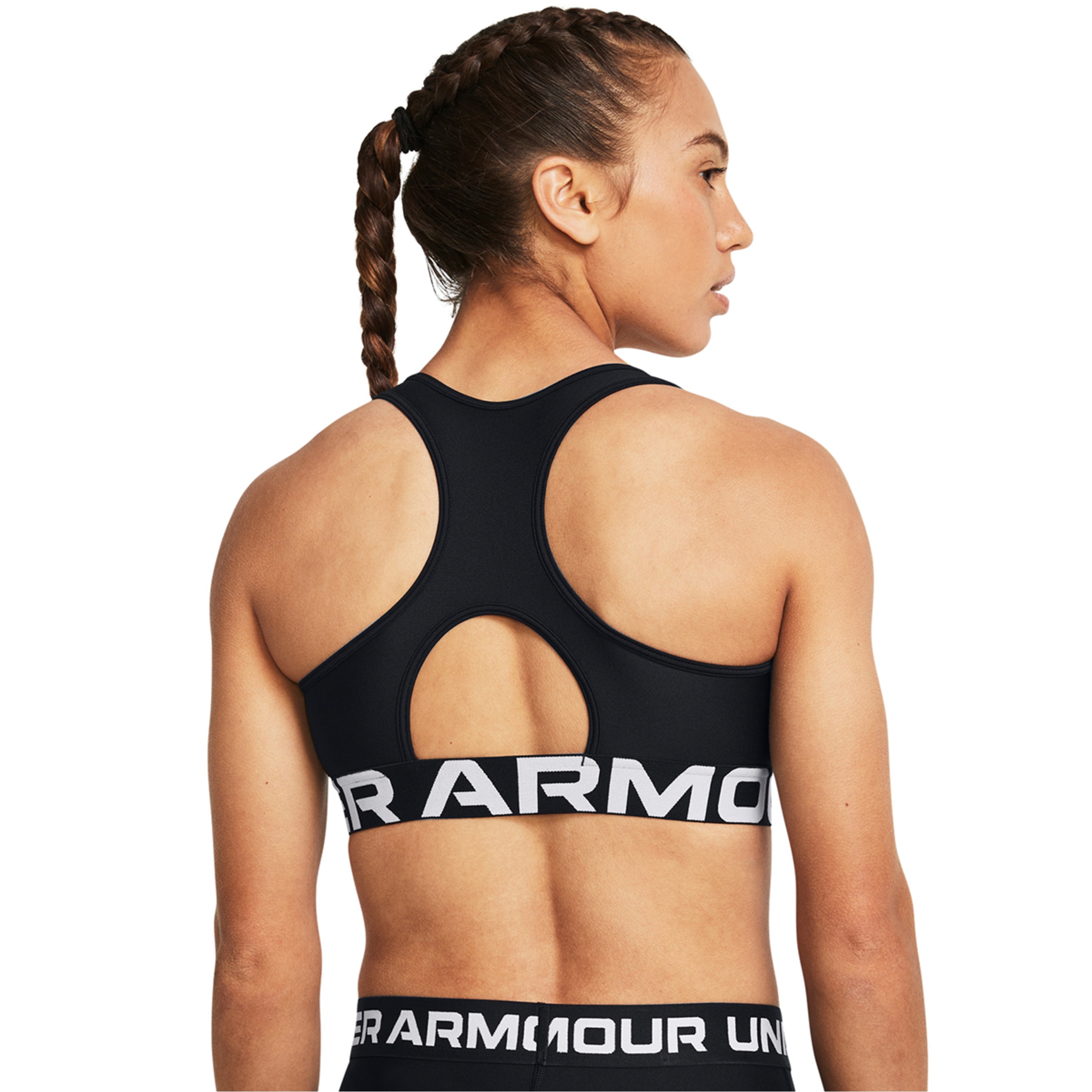 Soutien Desportivo de Mulher HeatGear® Armour Mid Branded Preto / Branco-2