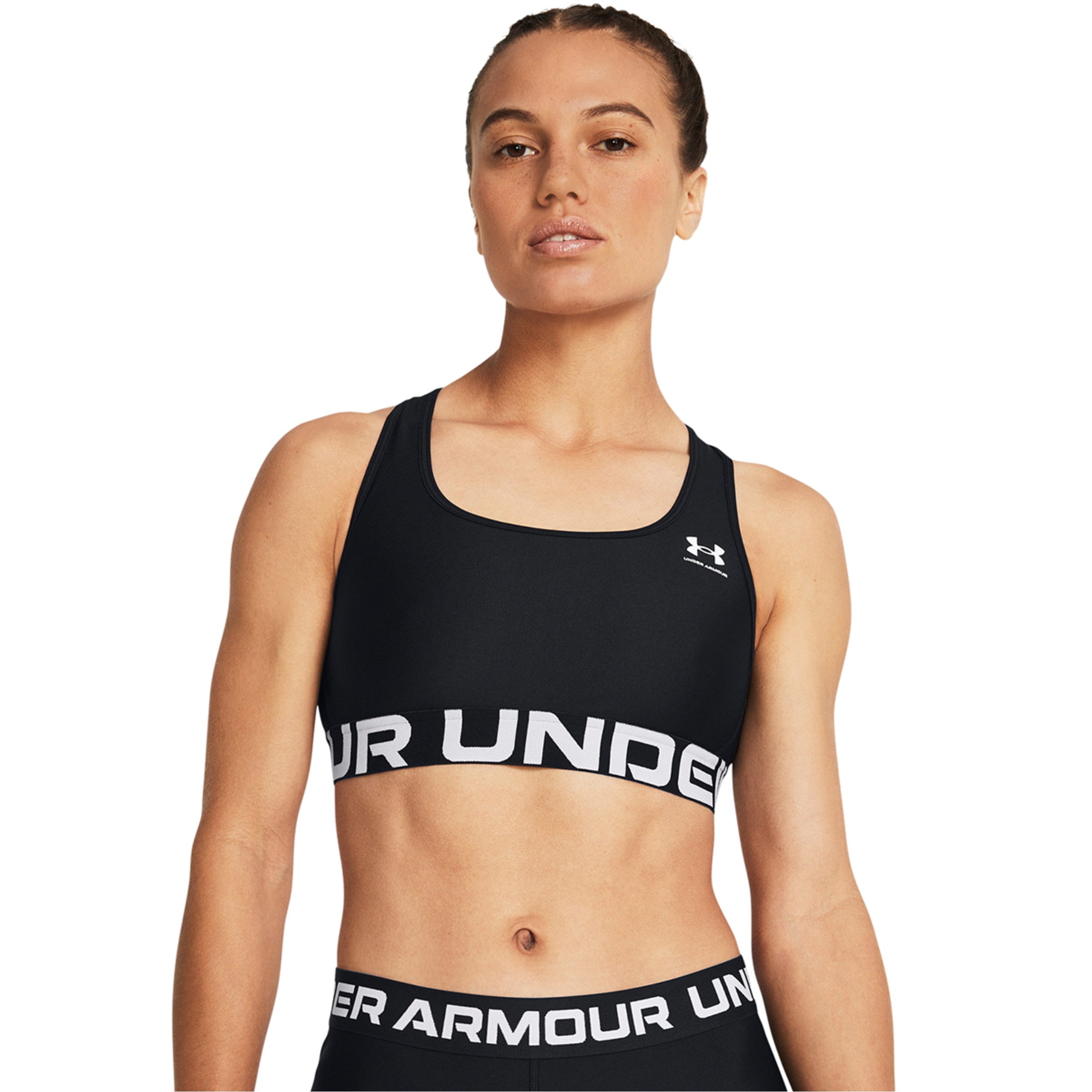 Soutien Desportivo de Mulher HeatGear® Armour Mid Branded Preto / Branco-1