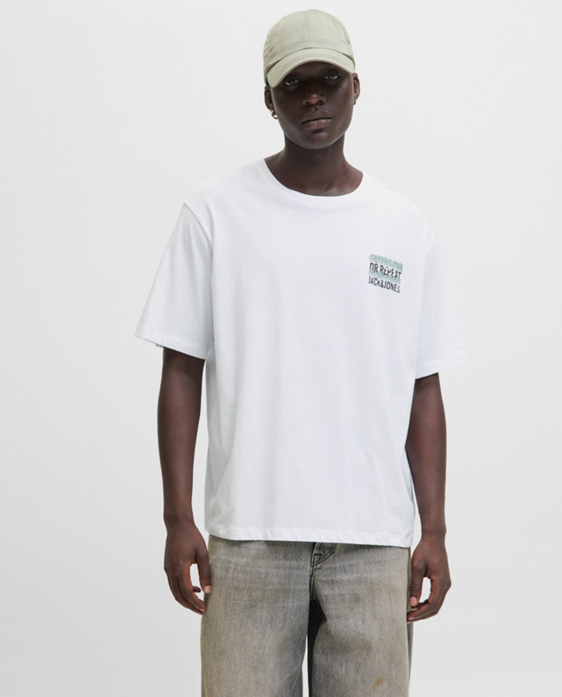 T-shirt de Manga Curta com Backprint Branco-1