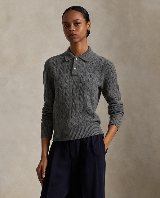 Imagen 0 de Jersey de mujer de lana y cachemira con cuello polo