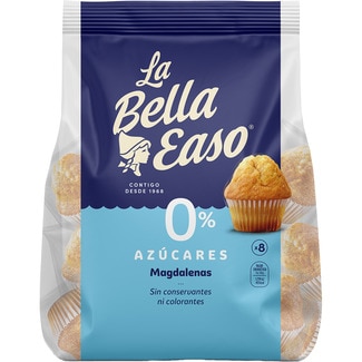 magdalenas 0% azúcares envasadas individualmente sin colorantes ni conservantes 8 unidades bolsa 232 g - La Bella Easo