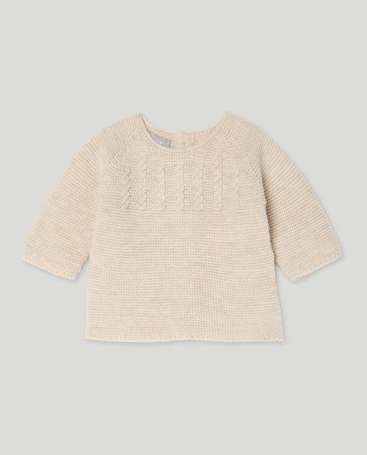 Imagen 0 de Jersey tricot cuello caja con ochos en canesú de bebé