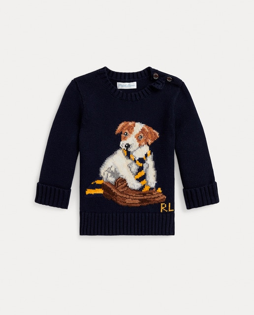 Imagem 0 de Camisola de Malha de Algodão de Bebé com Cão de Intársia