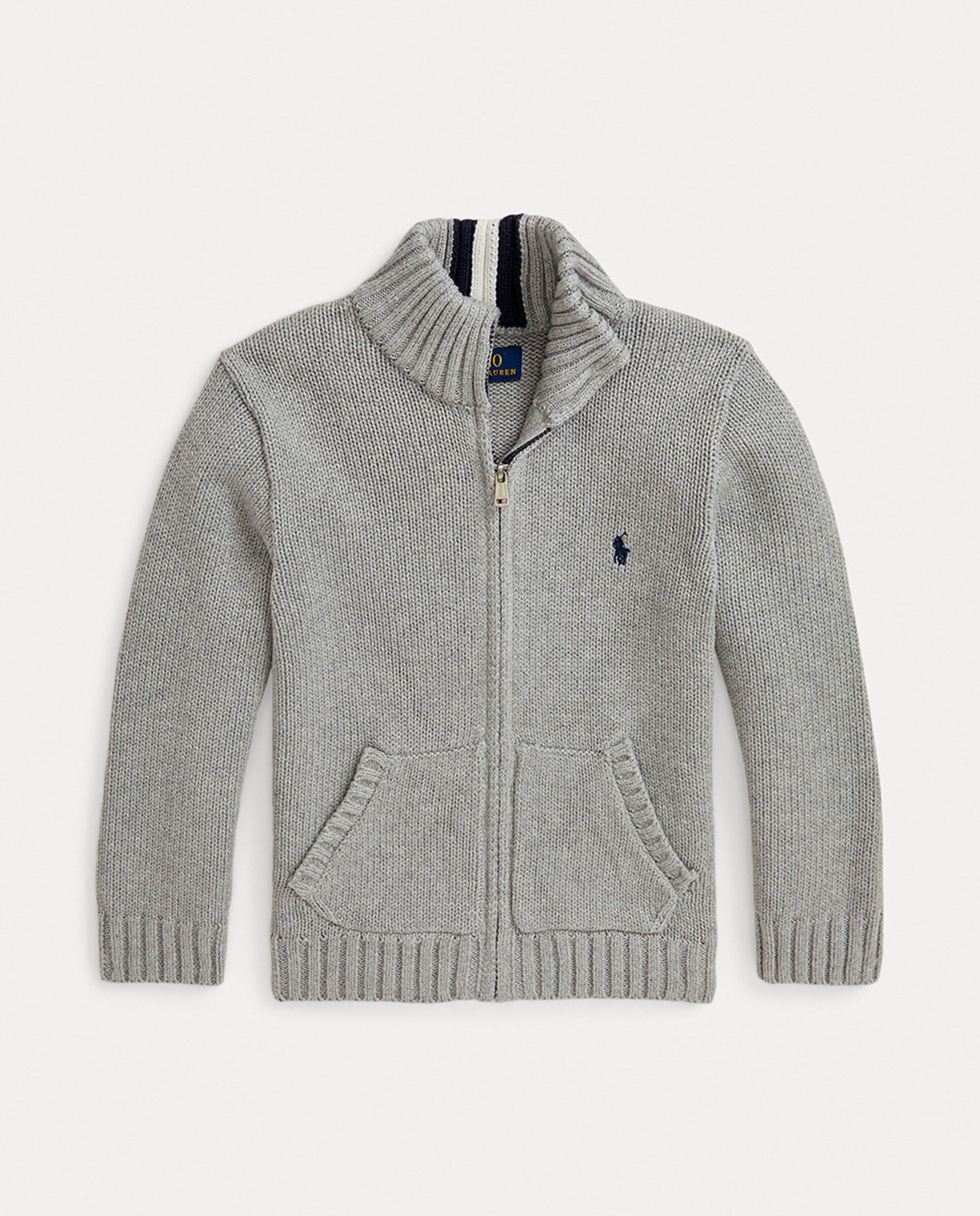 Casaco de Algodão com Fecho de Correr Completo Cinzento-4