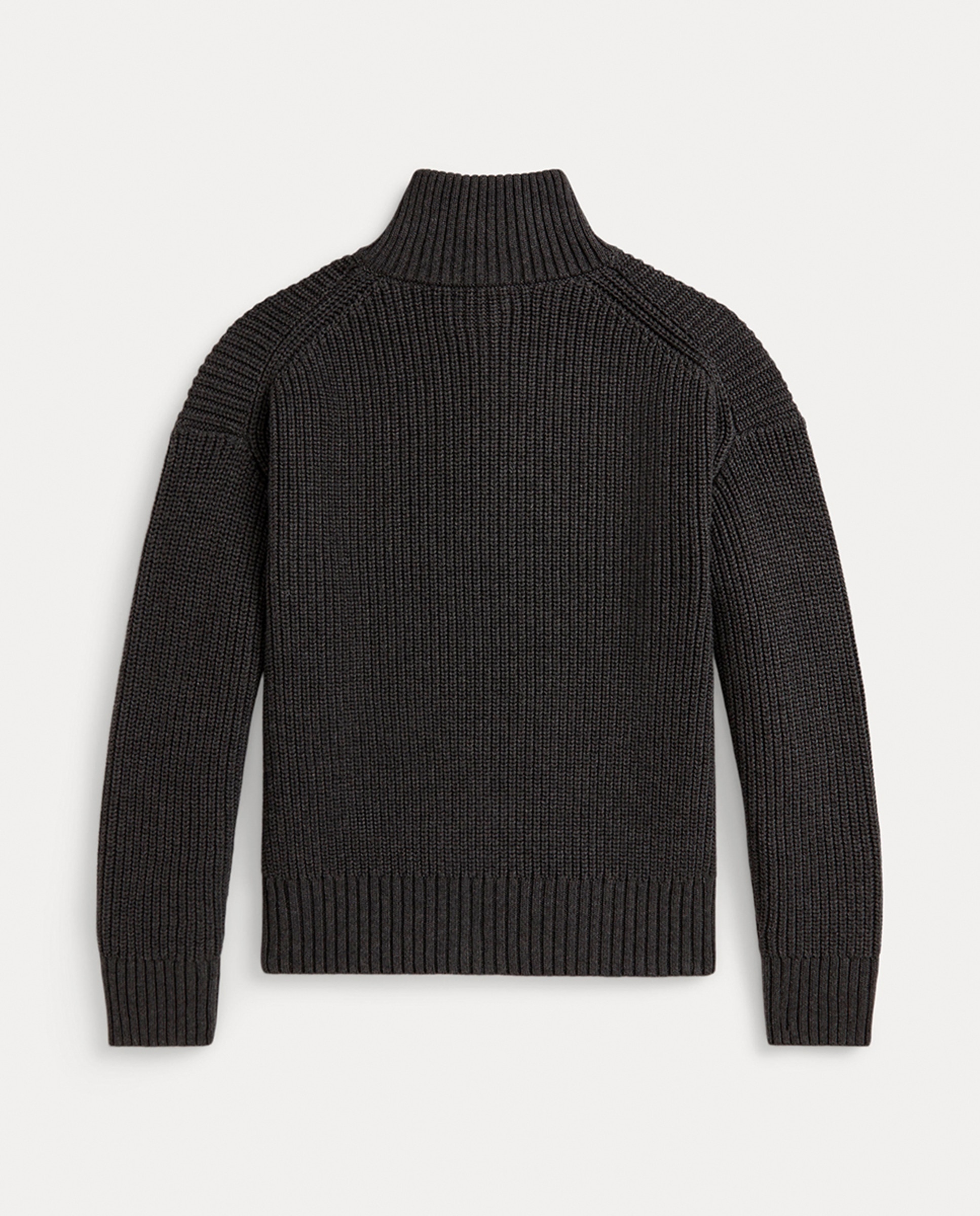 Camisola de Malha de Algodão com Meio Fecho de Correr Cinzento-escuro-2