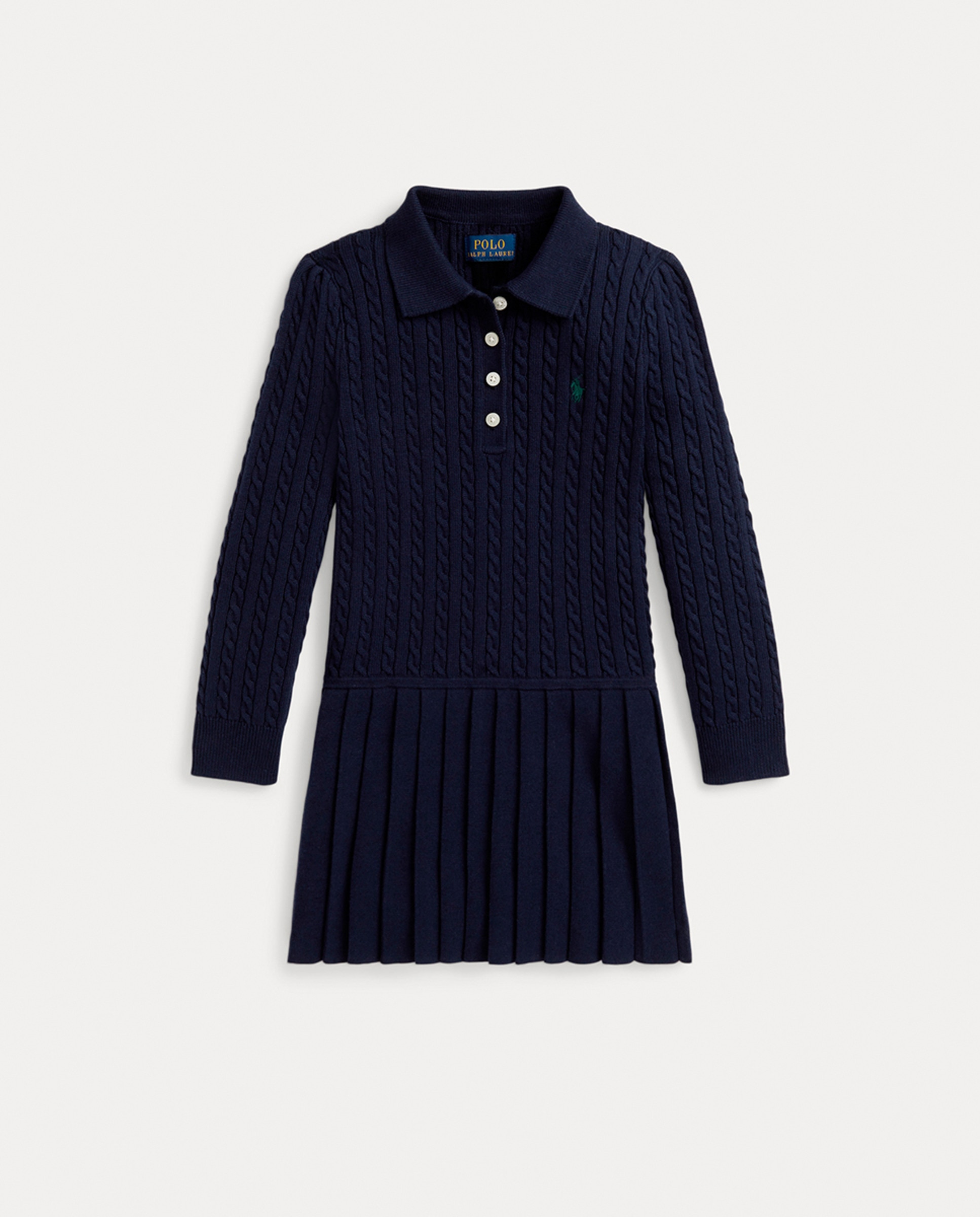 Vestido de Malha do Cabo de Algodão Azul-marinho-1