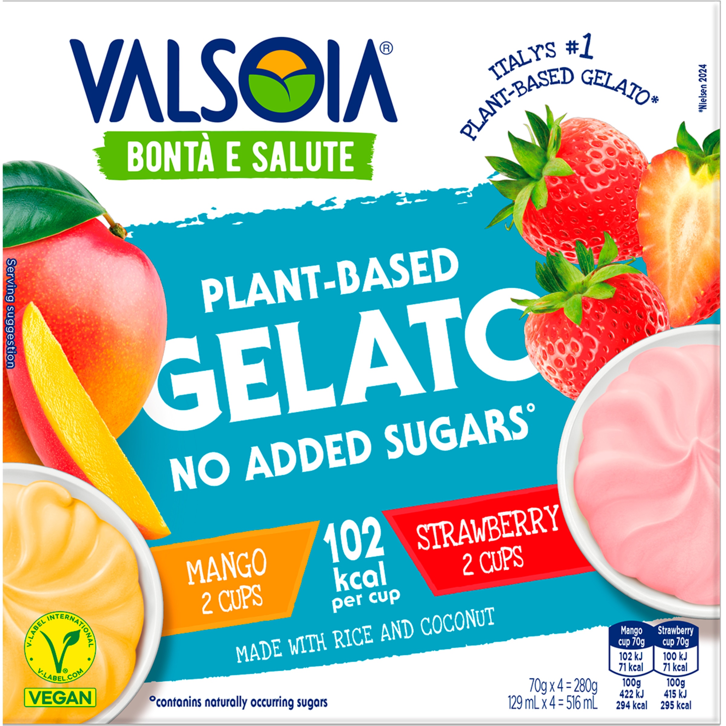 Gelado de Fruta Manga e Morango embalagem 280 g
