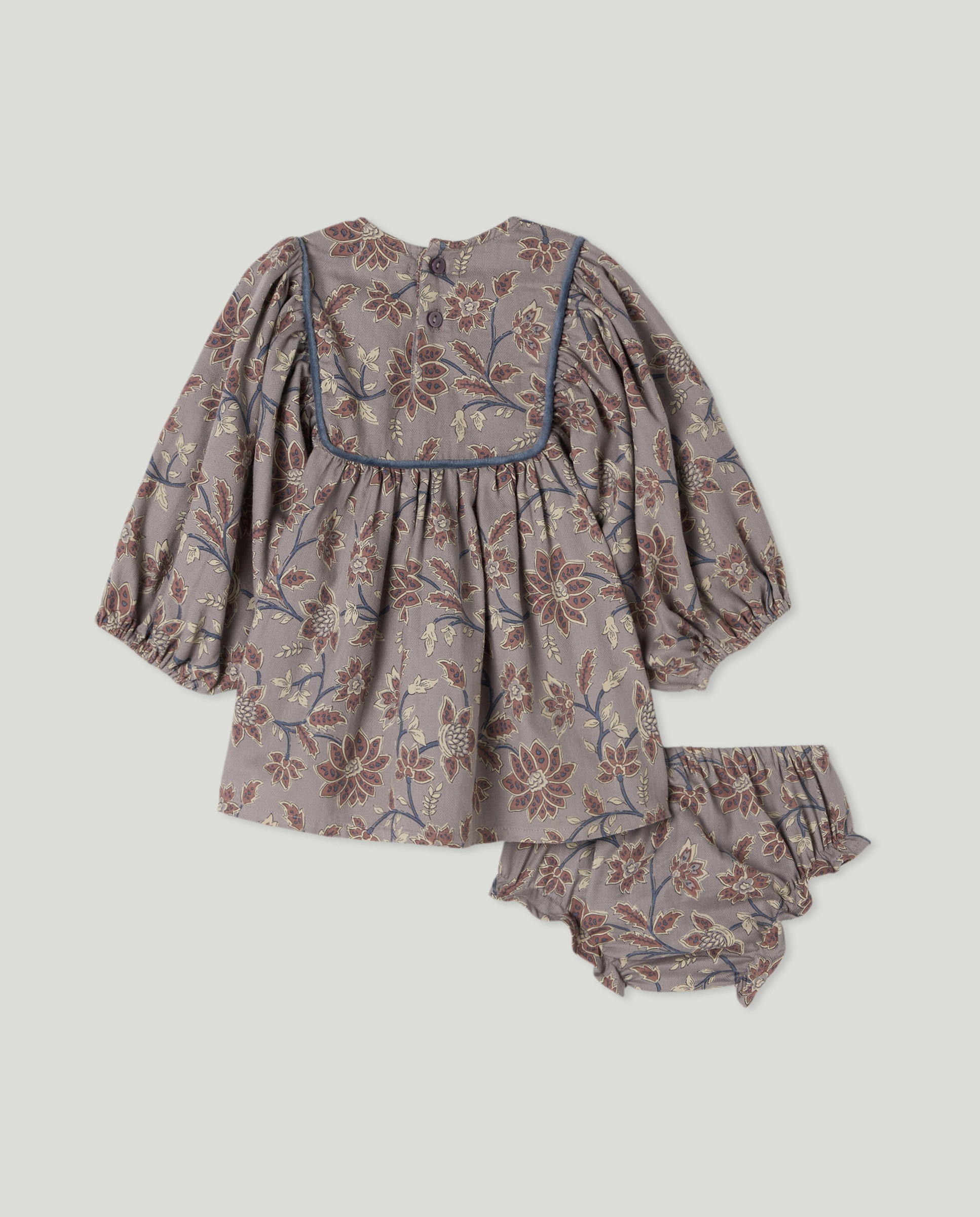 Vestido bebé estampado con canesú Gris-2