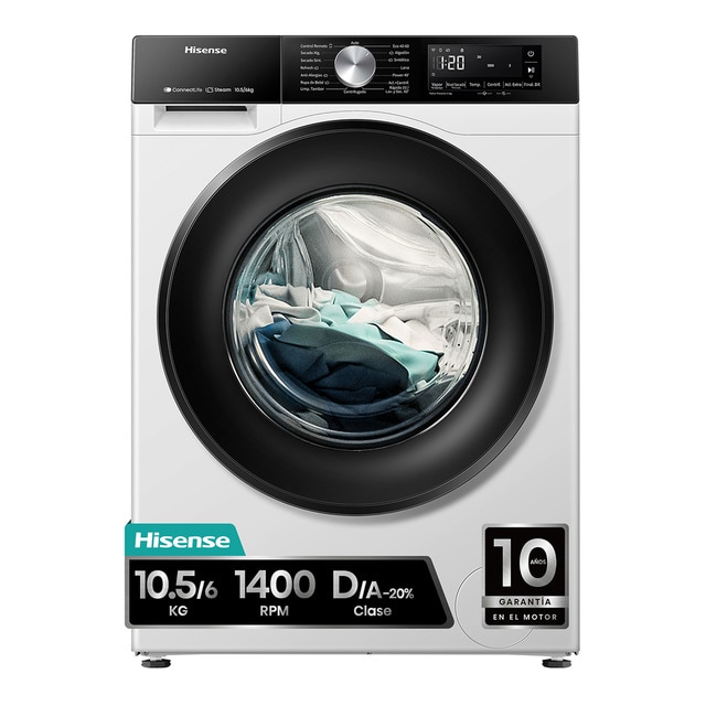 Imagen 0 de Lavadora secadora Hisense 10,5 kg / 1.400 rpm, WIFI Serie 3S- WD3S1043BW3