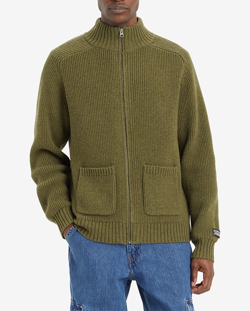 Imagen 0 de Cárdigan de hombre de manga larga con cremallera, cuello alto y liso