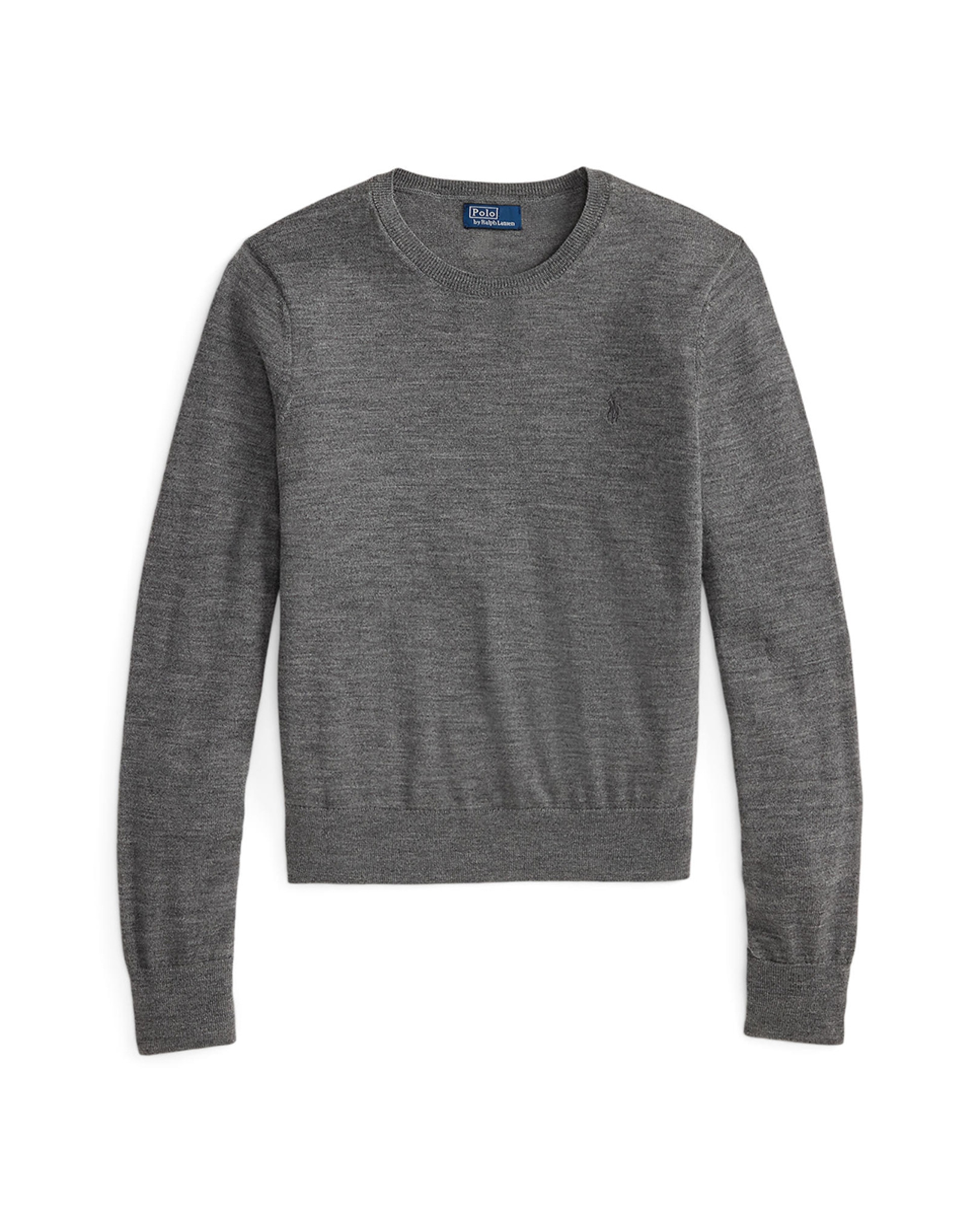 Camisola de Malha de Lã com Decote Redondo Cinzento-4