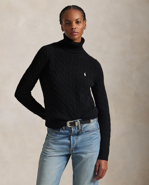 Imagen 0 de Jersey de mujer de punto de ochos de cuello alto