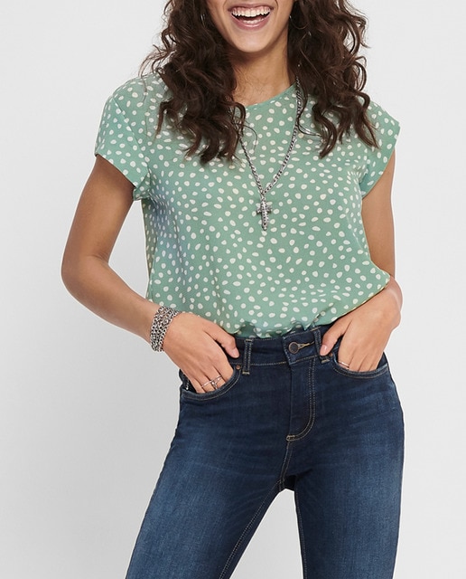 Imagen 0 de Top de mujer estampado de manga corta y cuello redondo