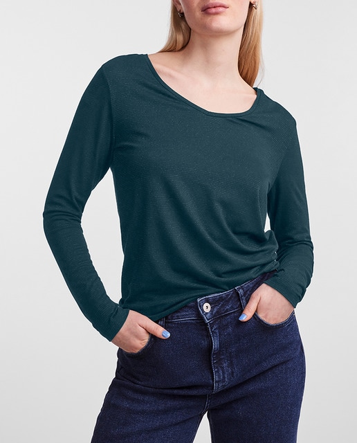 Imagen 0 de Camiseta de manga larga con lúrex de mujer