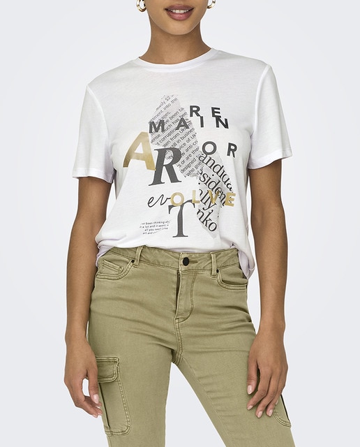 Imagen 0 de Camiseta de mujer de manga corta con dibujo frontal