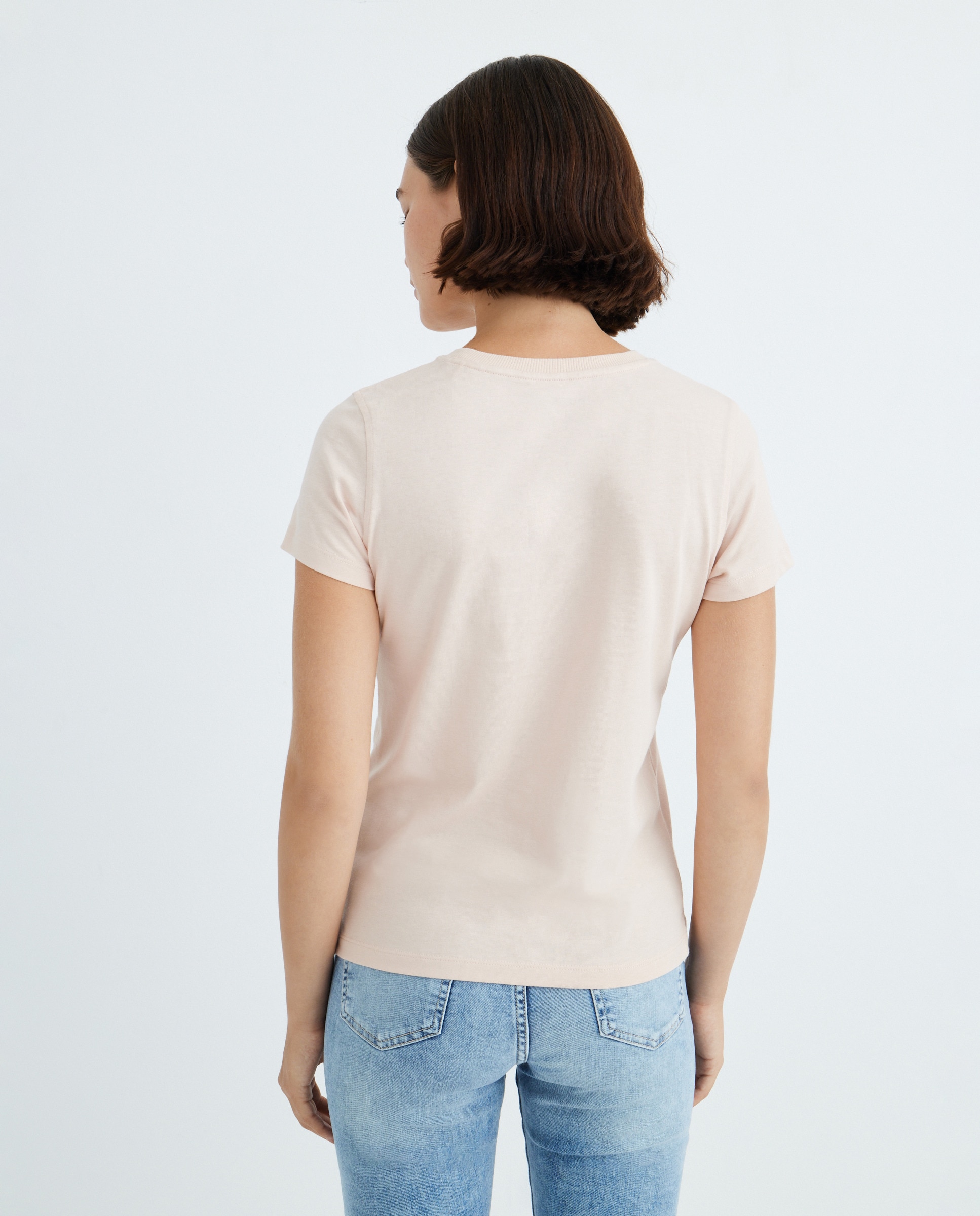 T-shirt de Manga Curta com Logótipo Rosa-claro-3