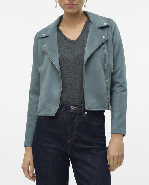 Imagen 0 de Cazadora corta de ante de mujer