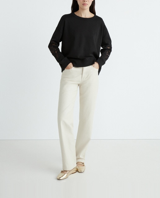 Imagen 0 de Sudadera con bordado inglés de mujer.