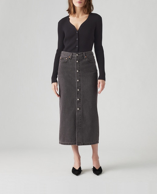 Imagen 0 de Falda vaquera Button Midi™