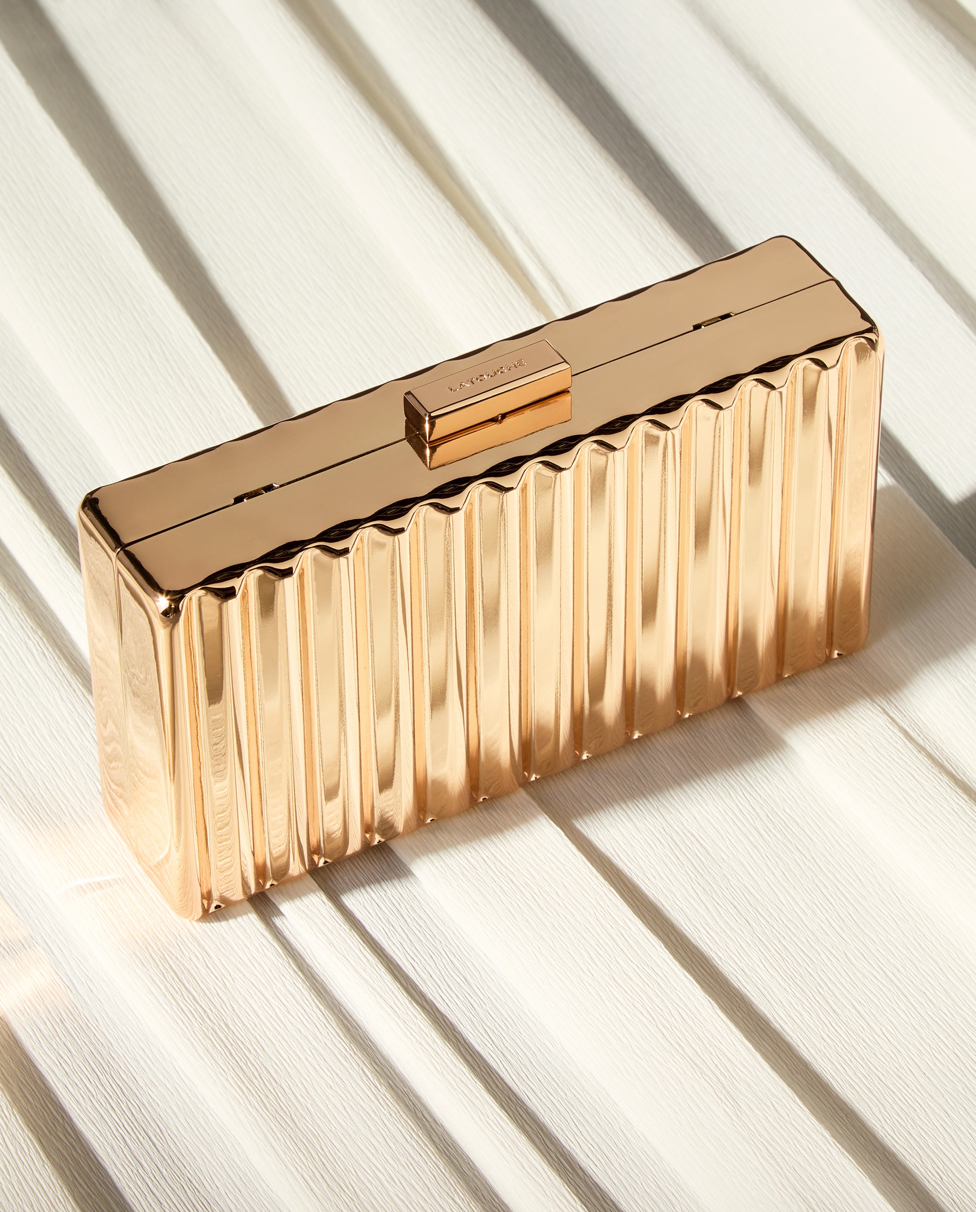 Mala Clutch com Brilho e Fecho de Bambu 390 Ouro-4