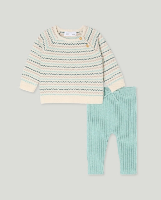 Imagem 0 de Conjunto Liso de Tricot de Bebé com Jacquard