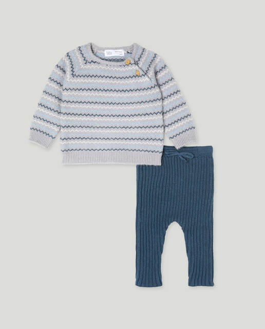 Imagem 0 de Conjunto Liso de Tricot de Bebé com Jacquard