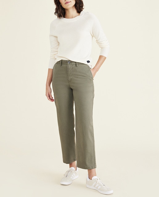 Imagen 0 de Pantalón chino de mujer pierna recta y cintura alta.