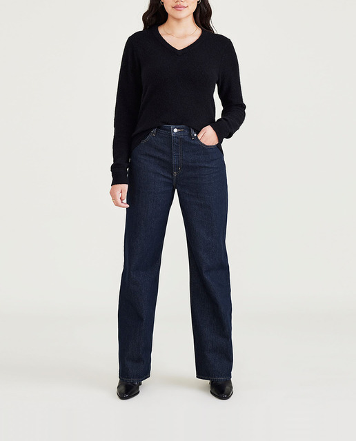 Imagen 0 de Pantalón vaquero de mujer cintura alta y pierna muy ancha