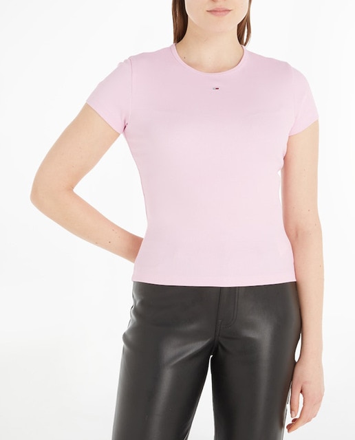 Imagen 0 de Camiseta de mujer de manga corta y tejido rib