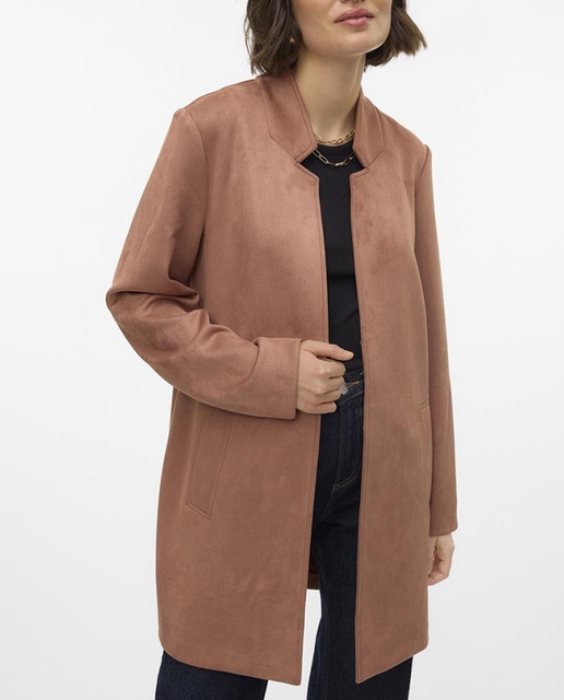 Imagen 0 de Abrigo midi de mujer de ante