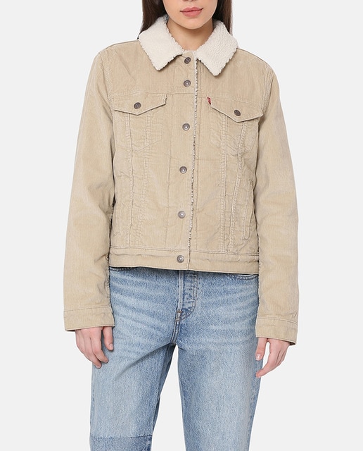 Imagen 0 de Cazadora de pana de mujer con interior de borreguito