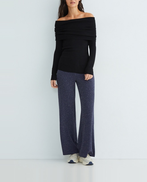 Imagen 0 de Pantalón de lúrex ancho ligero de mujer.