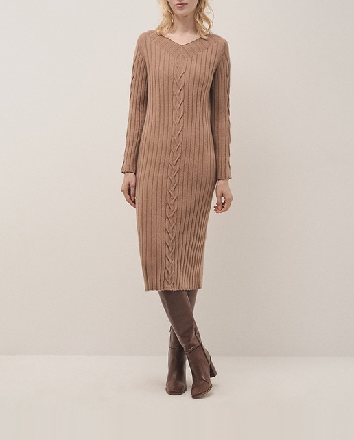 Imagen 0 de Vestido midi punto canalé y ochos