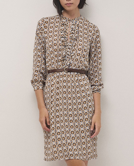 Imagen 0 de Vestido manga larga estampado geométrico