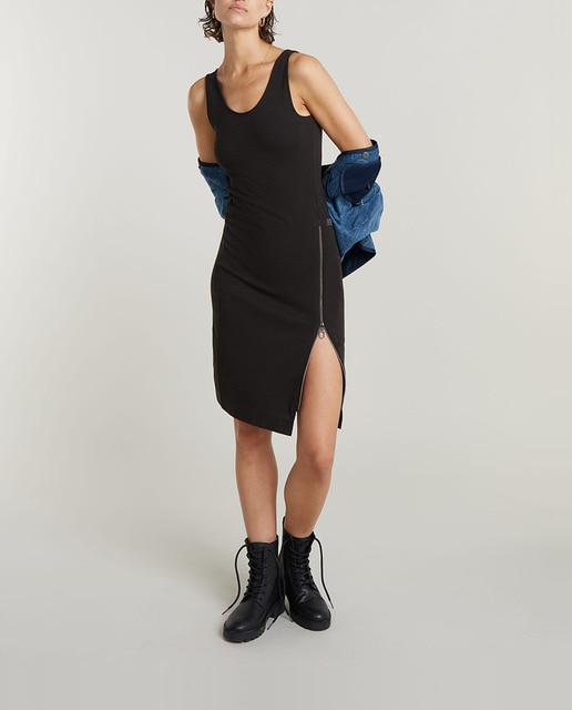 Imagen 0 de Vestido sin mangas Asymmetrical Zip de mujer