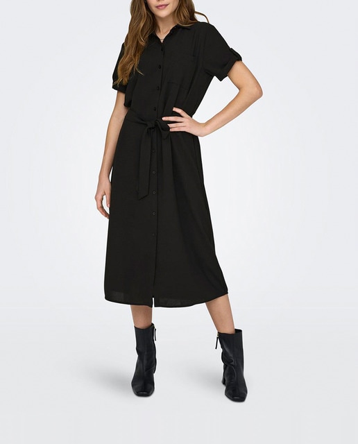 Imagen 0 de Vestido midi camisero de manga corta