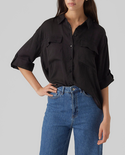 Imagen 0 de Camisa de mujer de manga 3/4 con bolsillos