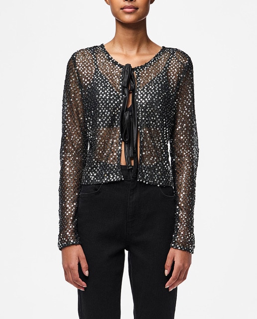 Imagen 0 de Top de lentejuelas con lazos de mujer.