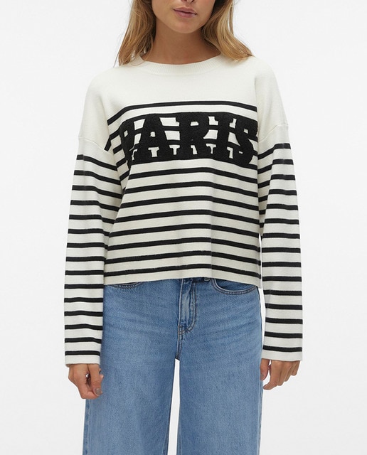 Imagen 0 de Jersey de rayas con estampado delantero de mujer