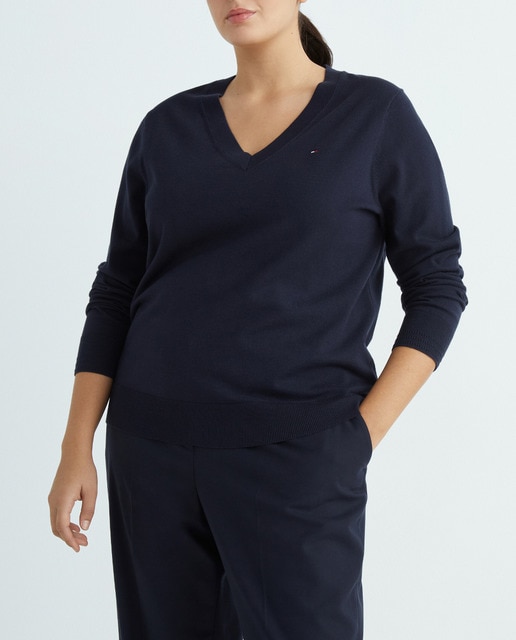 Imagen 0 de Jersey de mujer con cuello pico y manga larga