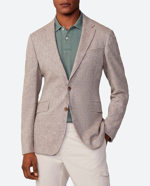 Imagen 0 de Americana de hombre beige de lino y algodón regular fit tallas grandes