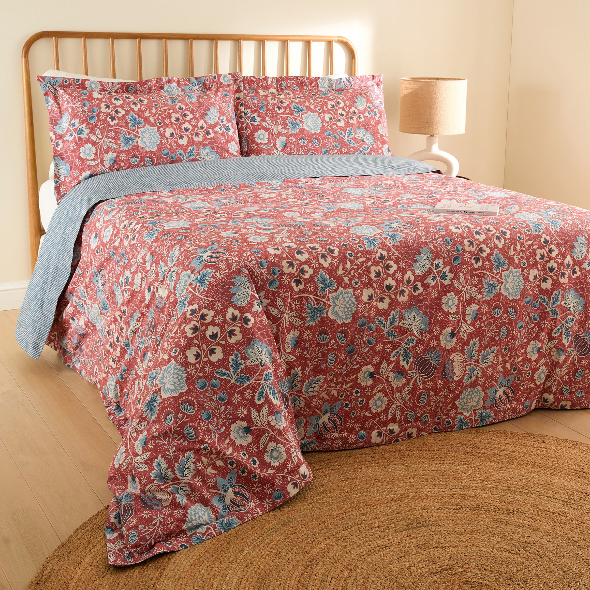 Juego de funda nórdica algodón percal 400 hilos Candy Rojo-1