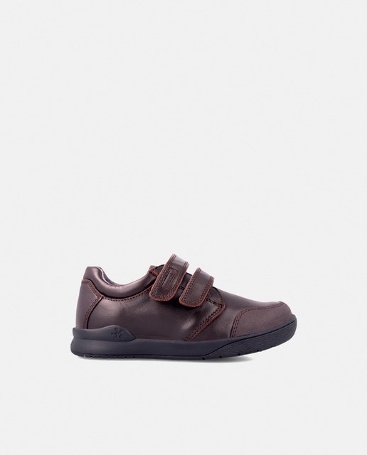 Imagem 0 de Sapatos com Fecho Aderente e em Pele - Castanho
